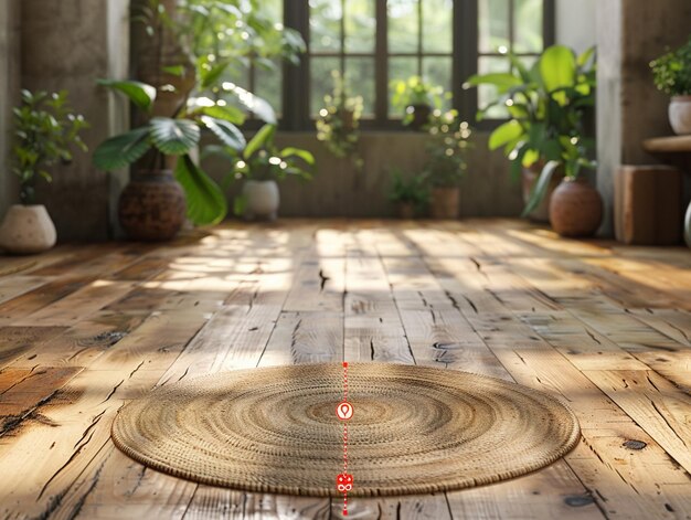 Peaceful yoga studio with natural wood floors and calming colorsk