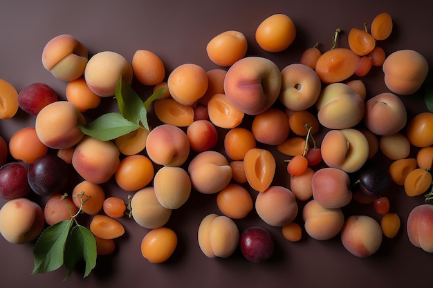 peach apricot scattered on background