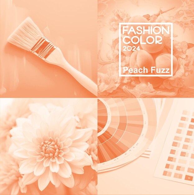 Peach background Fashion color of 2024 year Square banner for article poster and web design