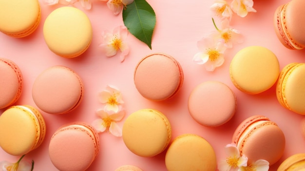 Peach Background with macarons