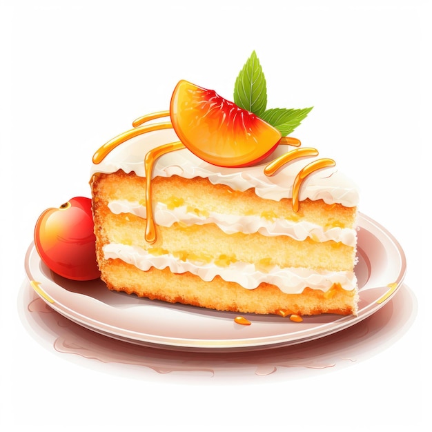 Peach cake clipart geïsoleerd op witte achtergrond