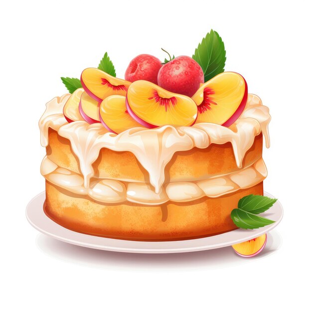 Peach cake clipart isolated on white background