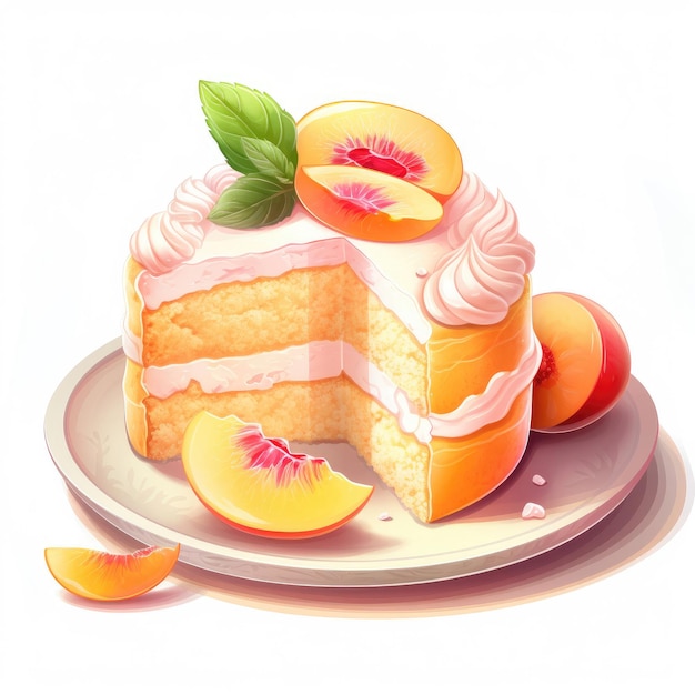 Peach cake clipart isolated on white background