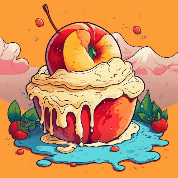 Photo peach cobbler in an art style