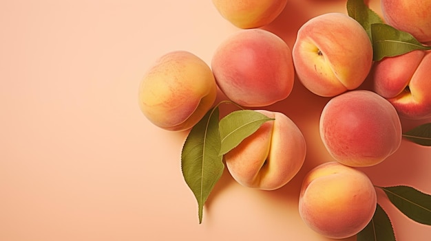 Peach on color background and space for text