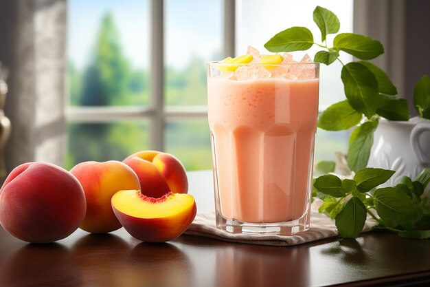 Peach Flavored Yogurt Breakfast Beverage