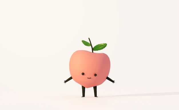 Peach fruit funny cartoon style