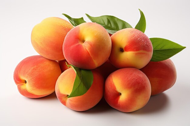 Персиковый фрукт на белом фоне Профессиональная рекламная фотография еды