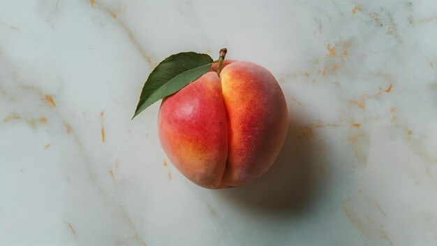 Peach fruit on marble background