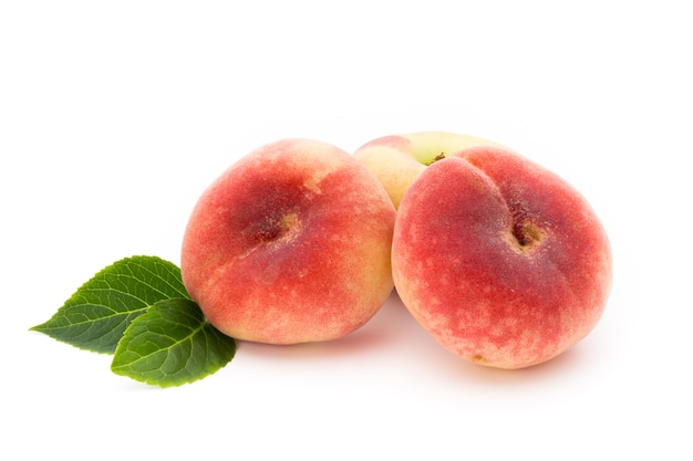 Peach fruit with isolated on white background