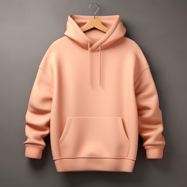 Peach fuzz hoodie als canvas mockup overgrote geïsoleerd op grijze achtergrond generatieve ai