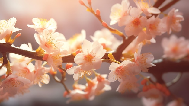 ピーチ・フーズ・チューン ピンク・サキュラ桜の花 背景