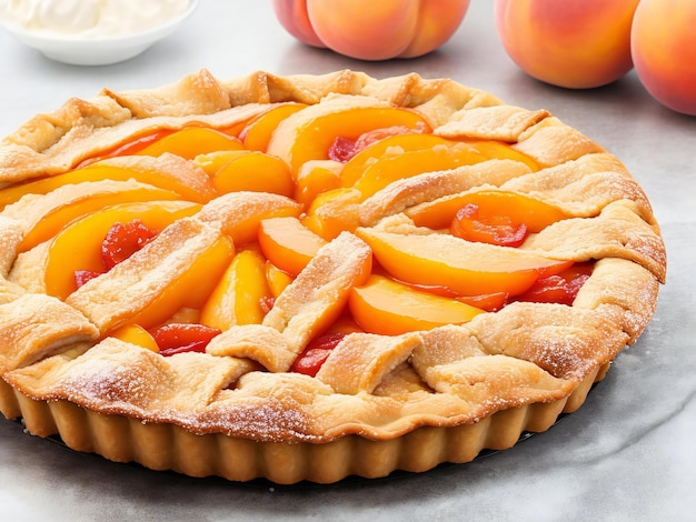 Peach galette pie cake ai generated