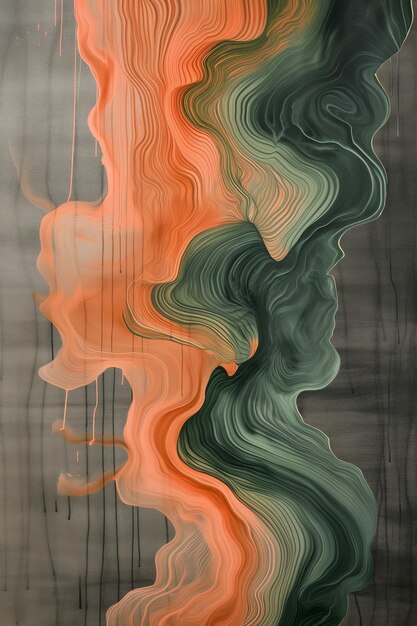 Peach and green abstract art