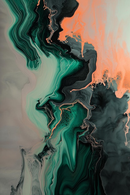 Персиково-зеленое абстрактное искусство