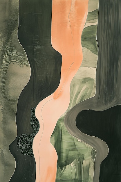 Peach and green abstract art