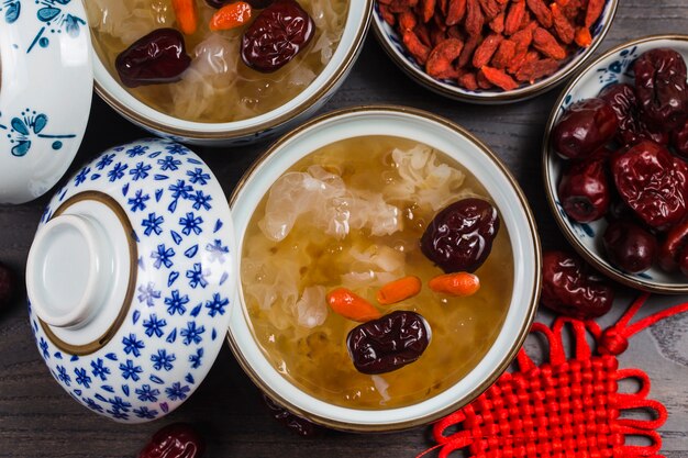 Peach gum and tremella soup