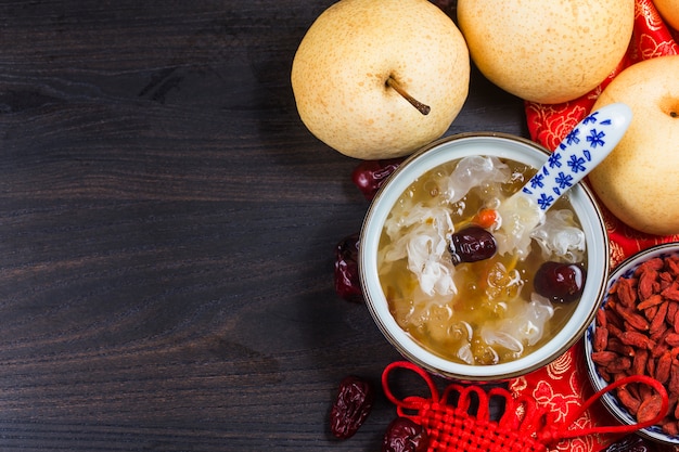 Peach gum and tremella soup