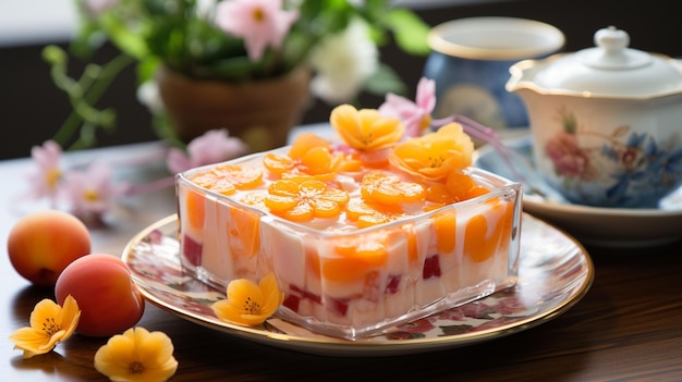 Photo peach gum triple collagen dessert tao jiao or cheng teng chinese traditional refreshment