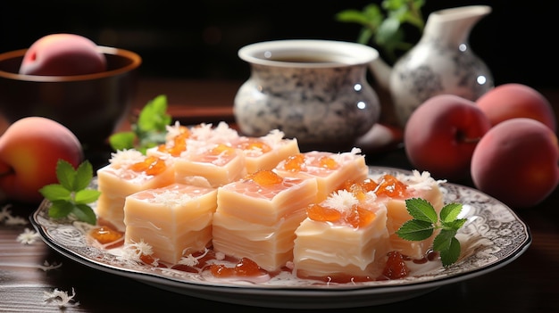 Peach gum triple collagen dessert tao jiao or cheng teng chinese traditional refreshment