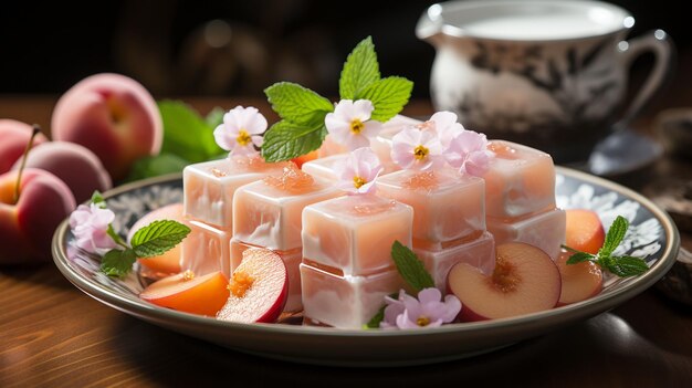 Photo peach gum triple collagen dessert tao jiao or cheng teng chinese traditional refreshment