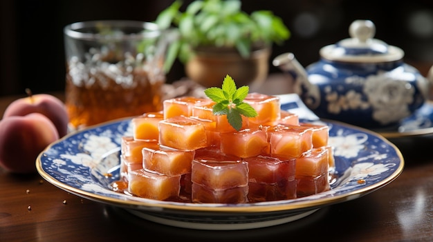 Photo peach gum triple collagen dessert tao jiao or cheng teng chinese traditional refreshment