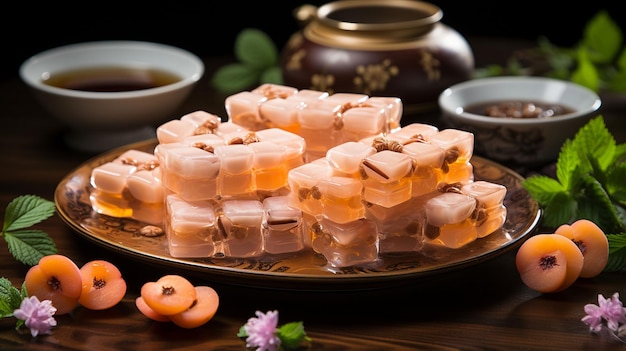 Peach gum triple collagen dessert tao jiao or cheng teng chinese traditional refreshment