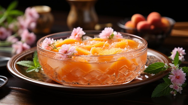 Peach gum triple collagen dessert tao jiao or cheng teng chinese traditional refreshment