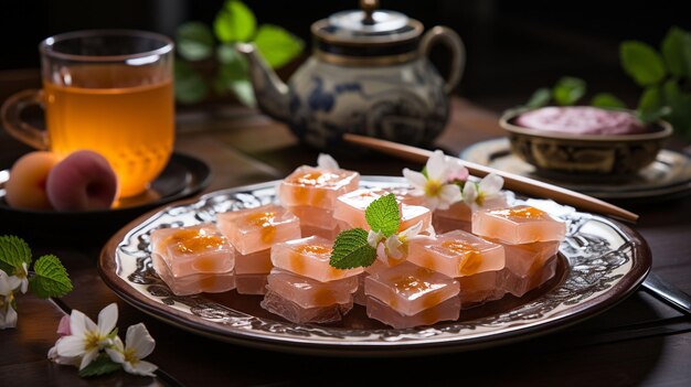 Peach gum triple collagen dessert tao jiao or cheng teng chinese traditional refreshment