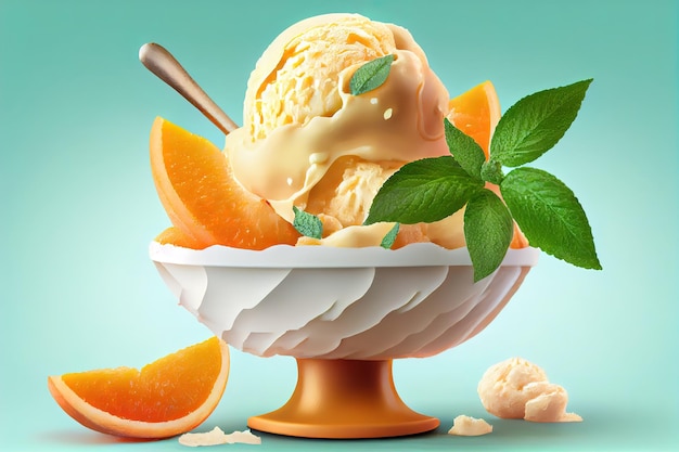 Peach ice cream Generative Ai