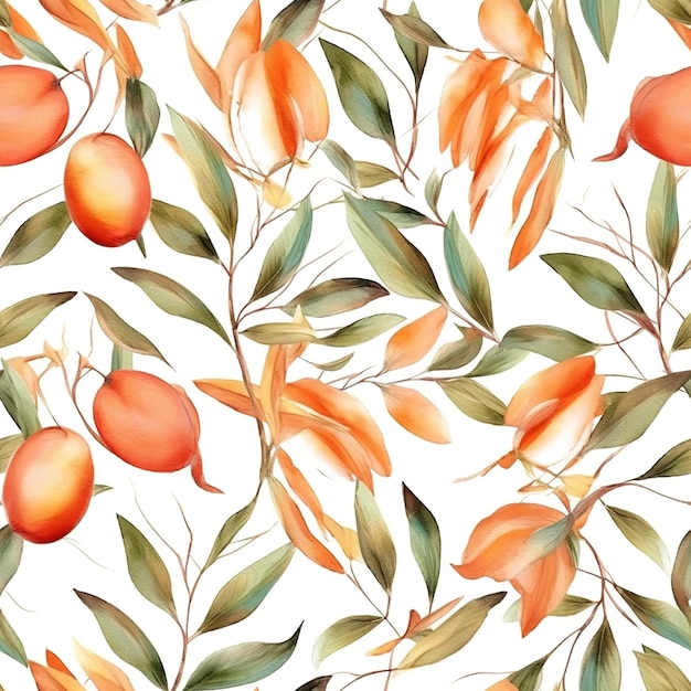 Peach leaves pattern isolated