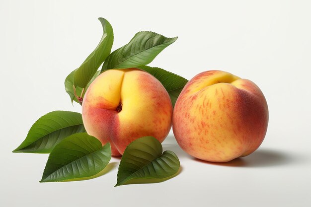 peach peaches on white backgound