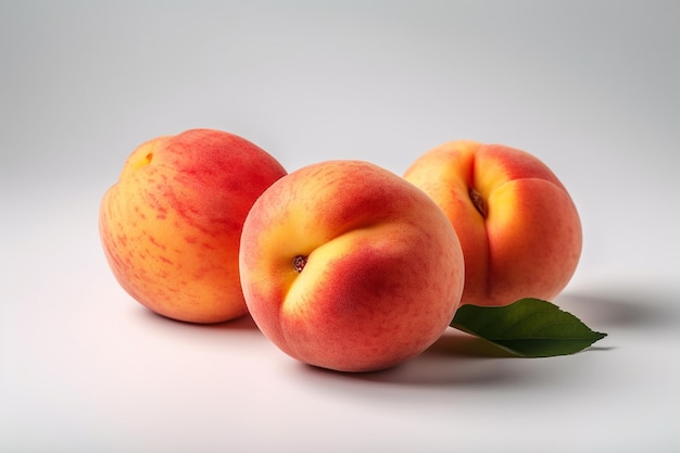 Photo peach peaches on white backgound