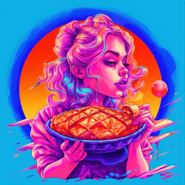 Peach pie in an art style