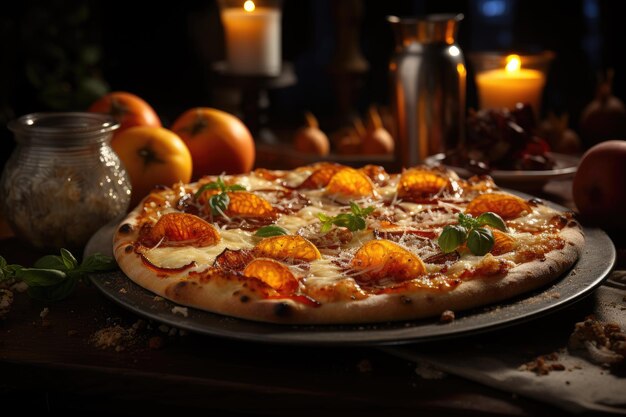 이탈리아 레스토랑의  ⁇ 불에 있는 복 ⁇ 아 피자
