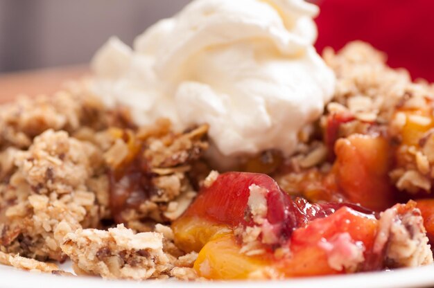 Peach and plum crumble