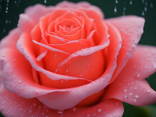 Персиковая роза с каплями воды после дождя Ai Generative