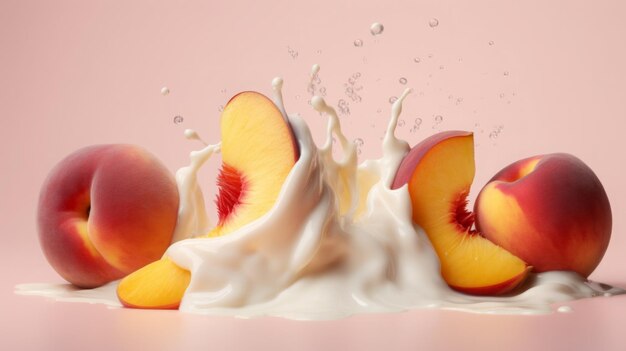 Peach slices in splash of milk