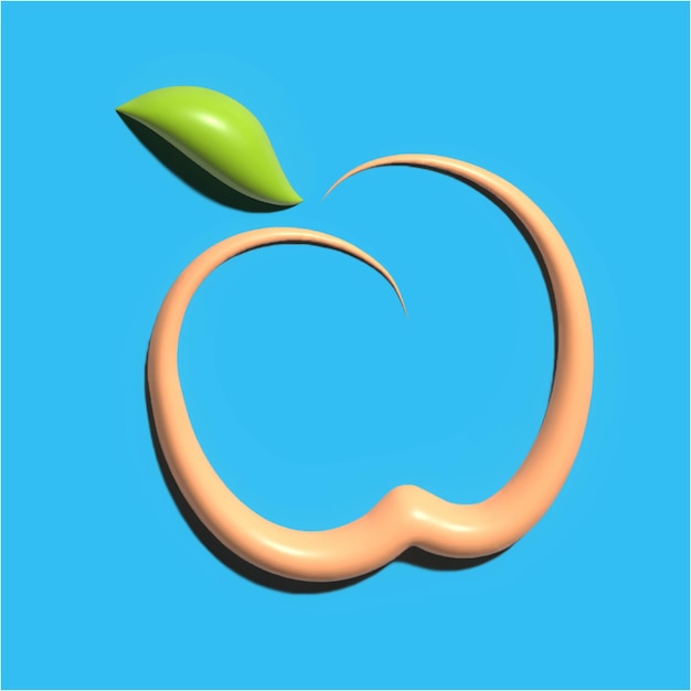 Peach vegetables fruit 3d render for healthy food 3d model render