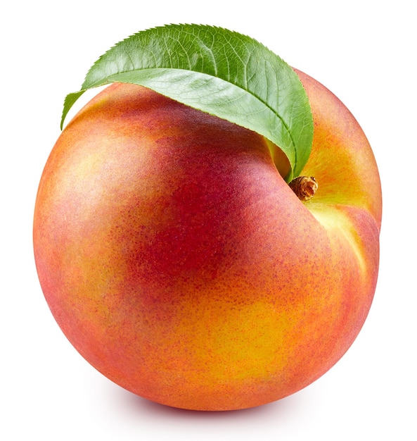 Peach with leaf isolated