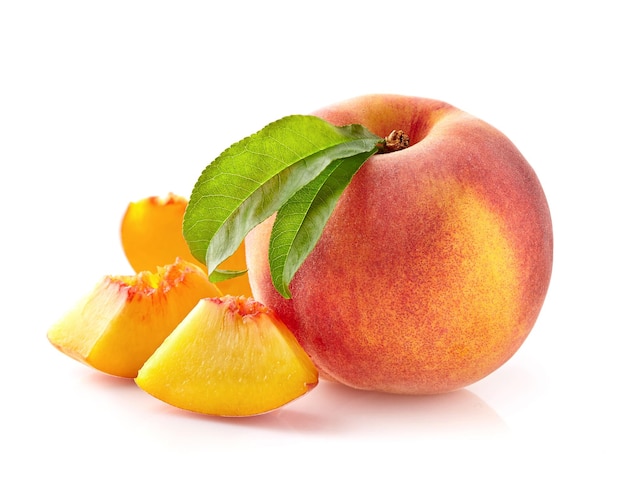 Peach with leaves