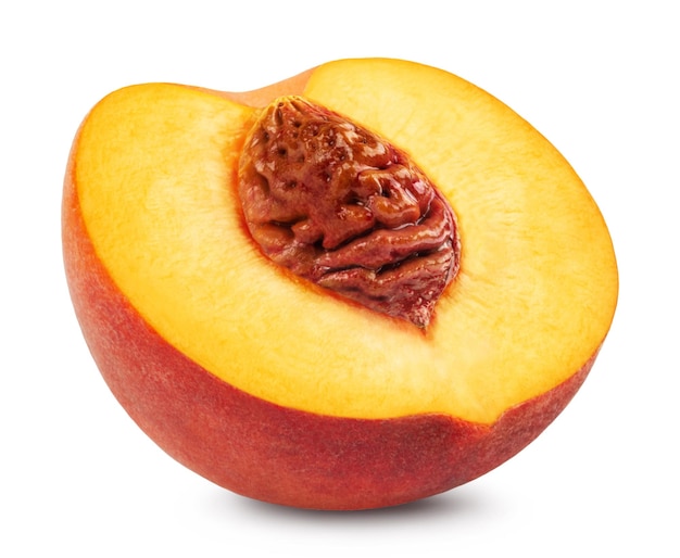 Peaches isolated. One half of a peach on a white background.....