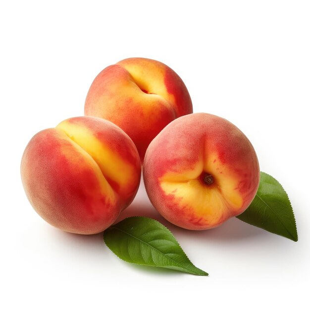 Peaches isolated on white background generative AI