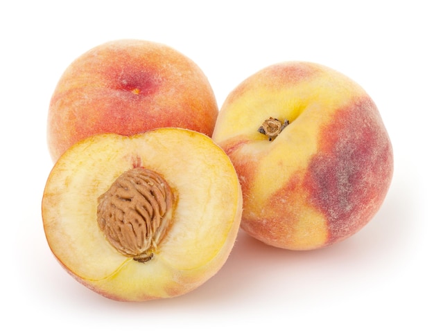 Peaches isolated on white background with clipping path