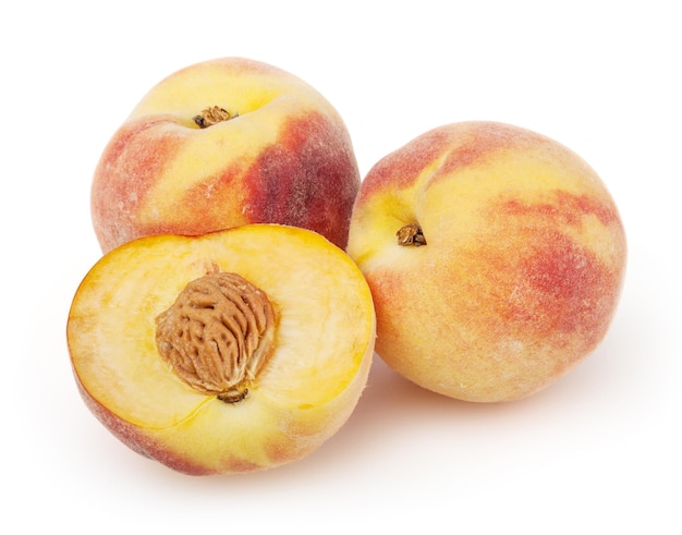 Peaches isolated on white background with clipping path