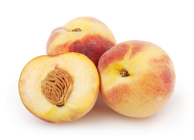 Peaches isolated on white background with clipping path