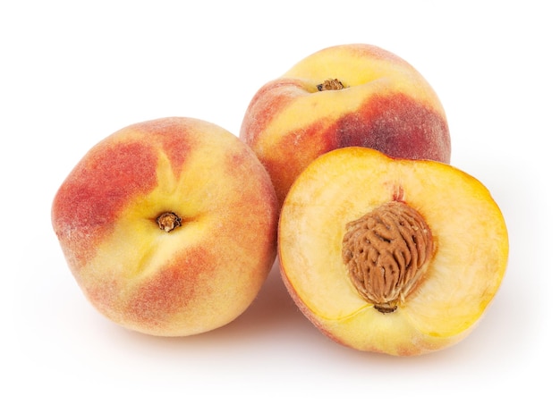 Peaches isolated on white background with clipping path