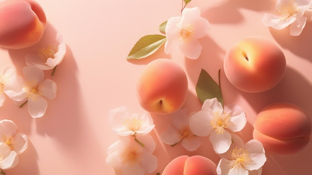 peaches on a pink background