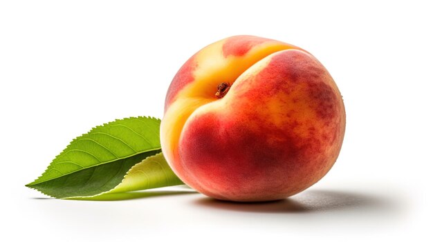 Peaches in a row on a white background