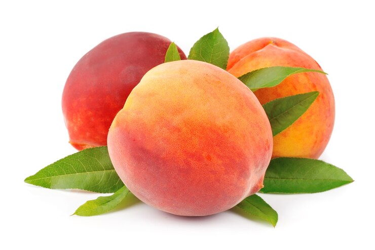 Peaches on a white background